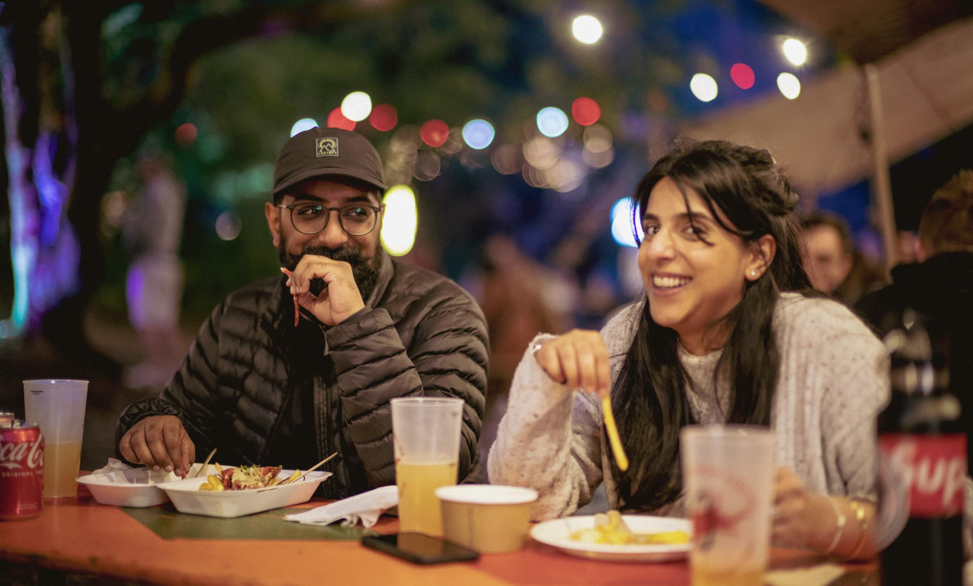 indian couple smiling 